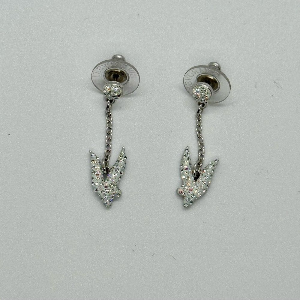 Swarovski Silver Teardrop Earrings with Crystal Detailing